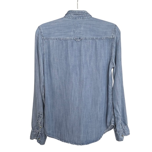 ABERCROMBIE & FITCH Blue Chambray Long Sleeve Button Down Shirt Classic Casual S - Picture 12 of 13